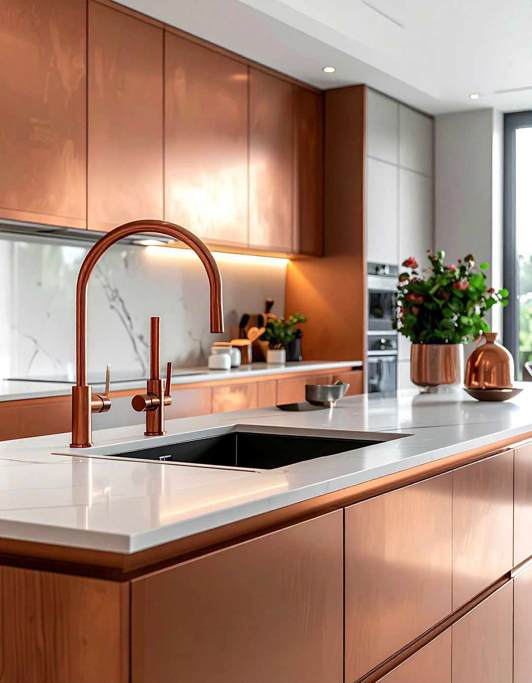 Smart copper kitchen faucet with sensor - 30 copper kitchen faucet ideas