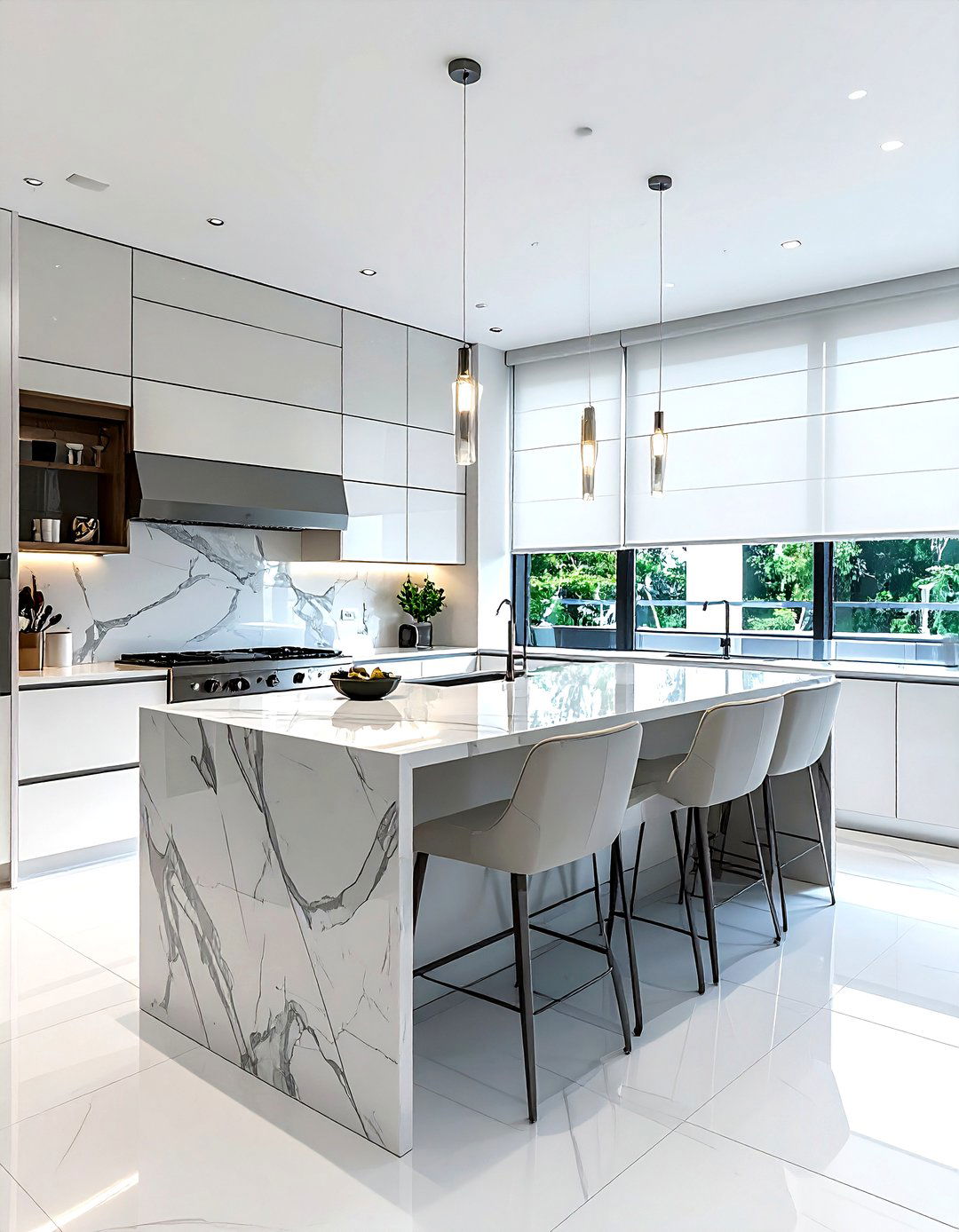 Smart kitchen motorized blinds - 30 kitchen blinds ideas