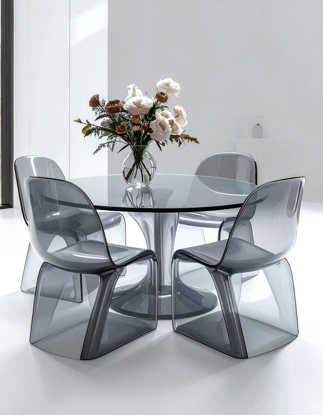 Smoke Gray Ghost Chairs - 30 gray dining room furniture ideas