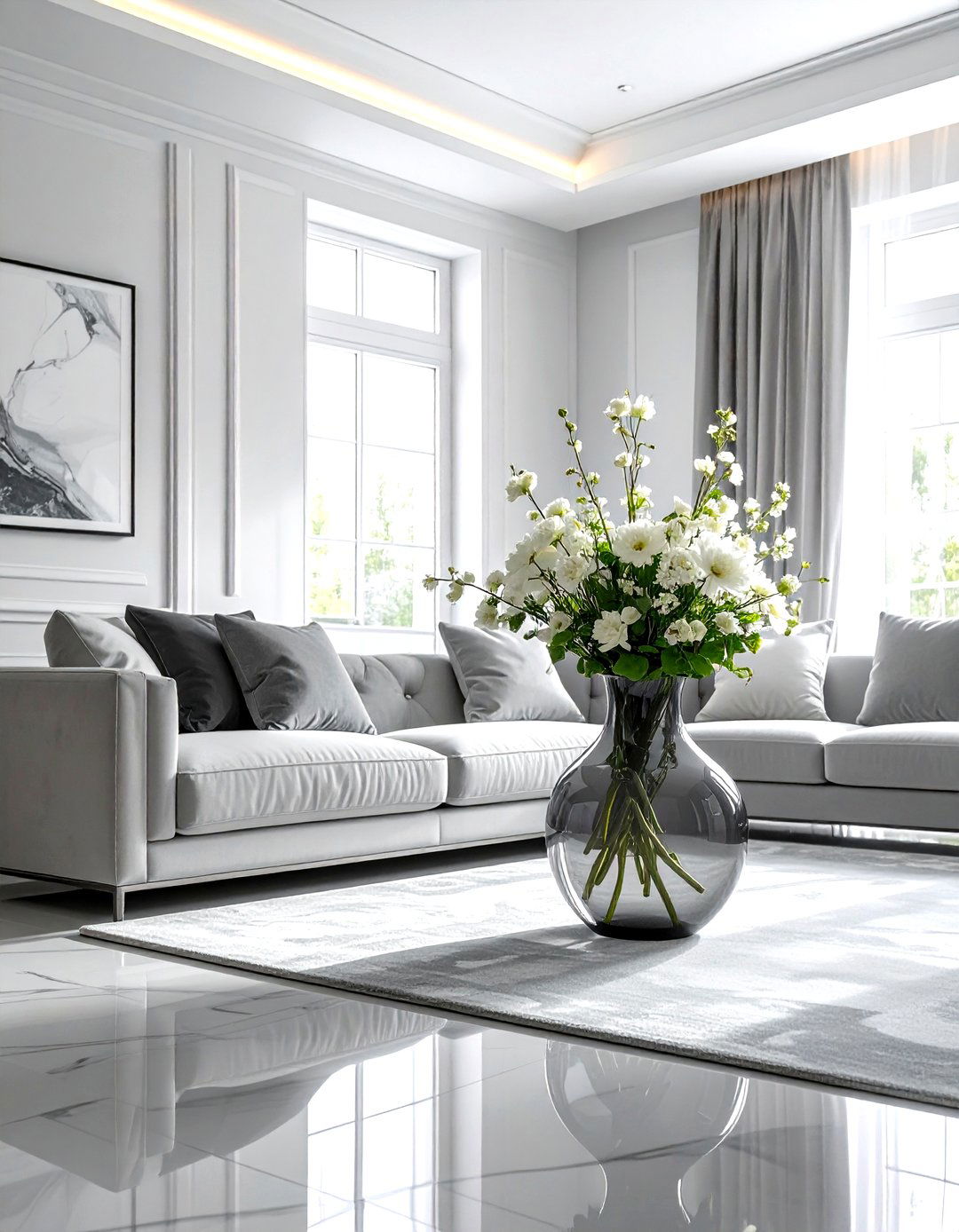 Smoke Gray Glass Vase - 30 gray living room accessories ideas