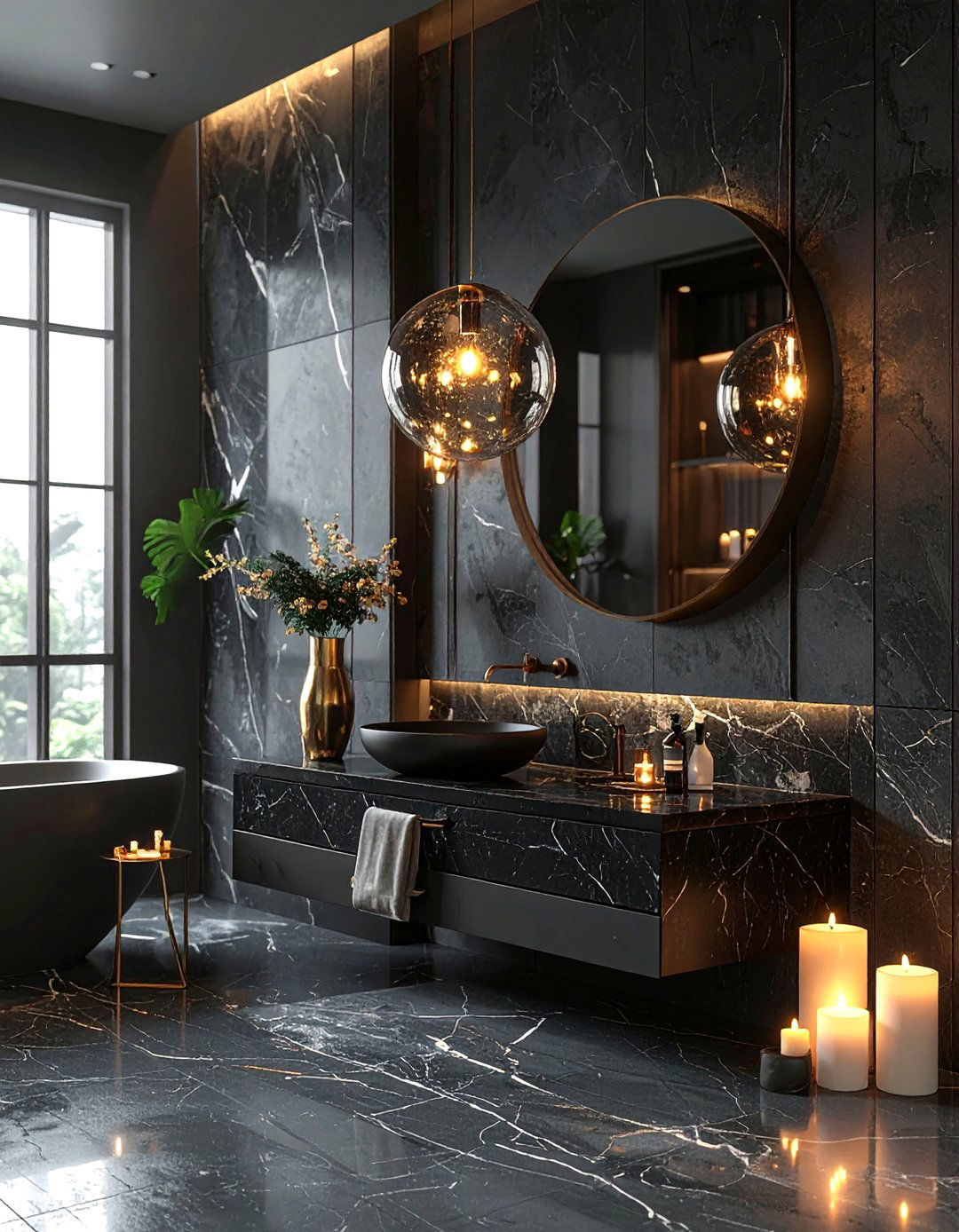 Smoked Glass Globe - 30 bathroom pendant lighting ideas