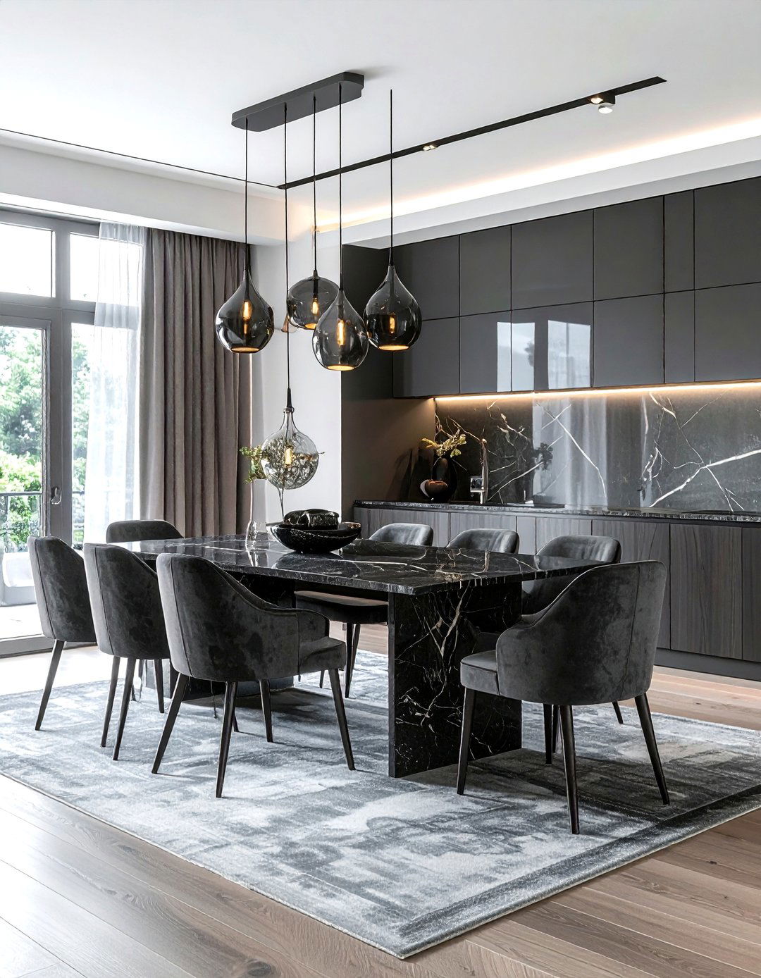 Smoked Glass Hanging Light - 30 cluster pendant dining room ideas