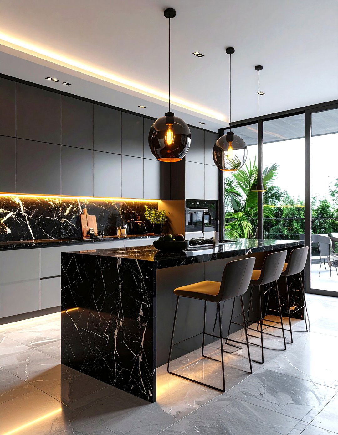 Smoked Glass Modern Kitchen - 30 industrial pendant kitchen ideas