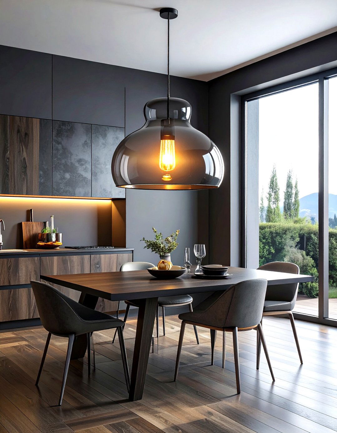 Smoked Glass Pendant - 30 dining room pendant lighting ideas