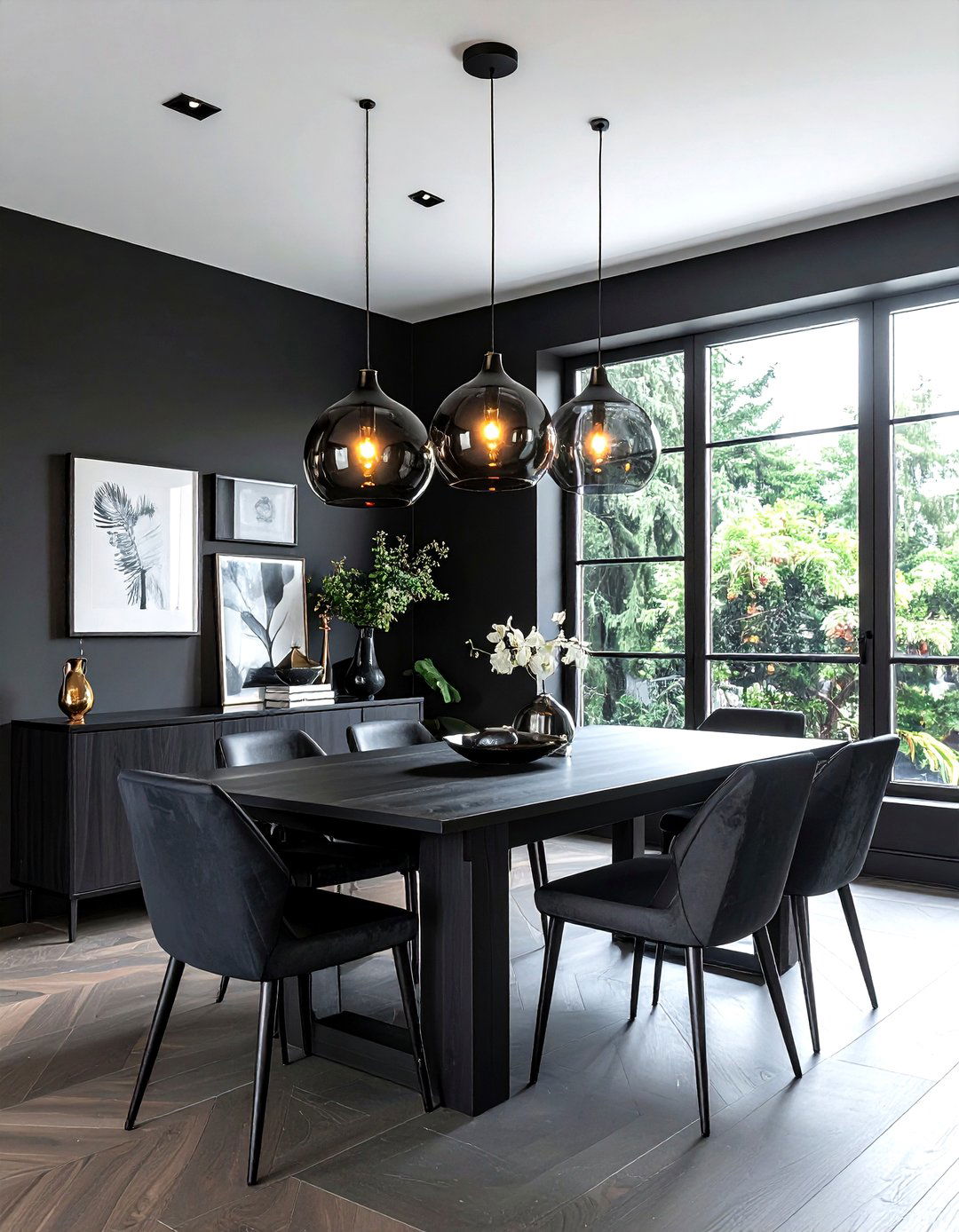 Smoked Glass Pendant - 30 low hanging pendant dining room ideas