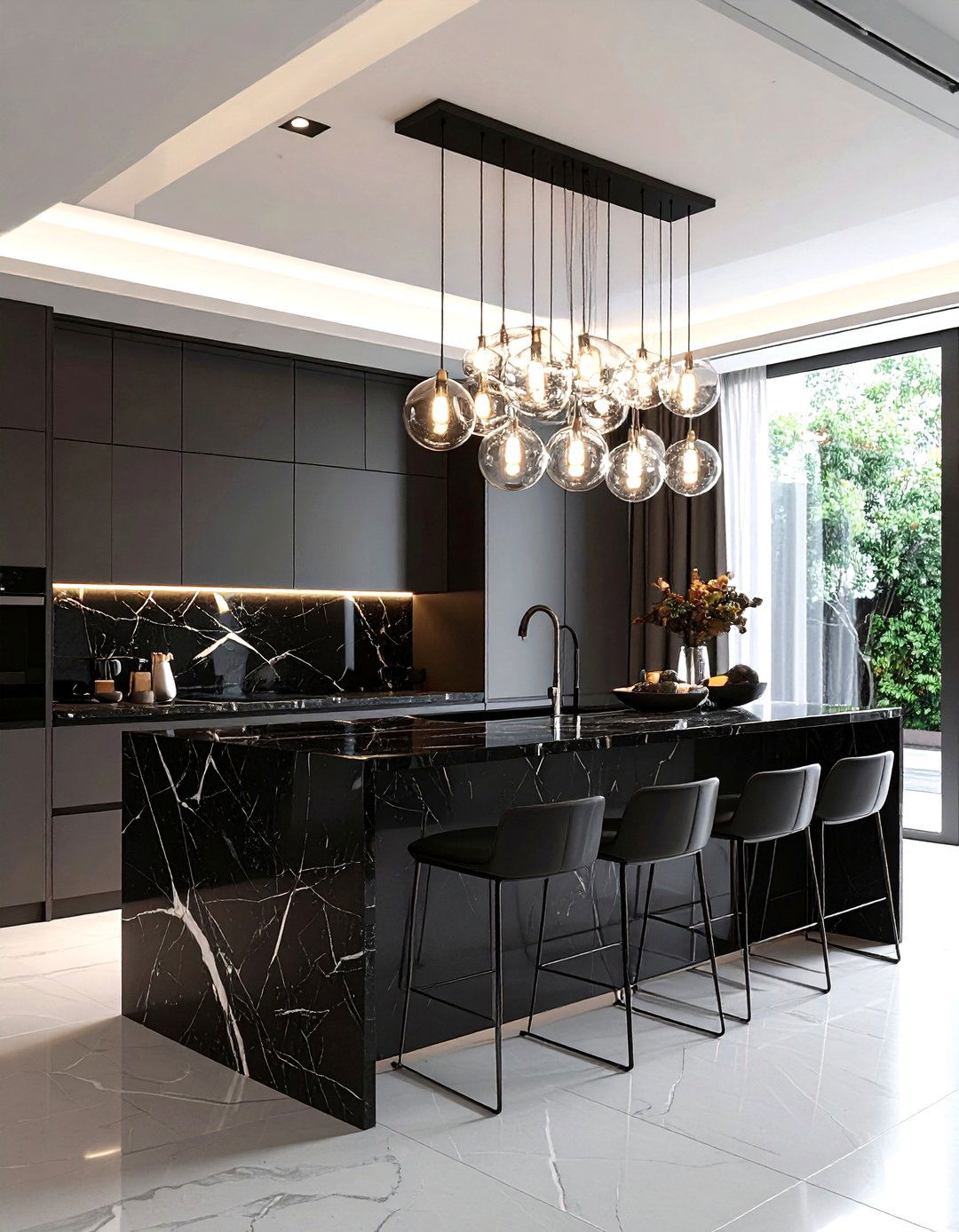 Smoked glass cluster lights - 30 cluster pendant kitchen ideas