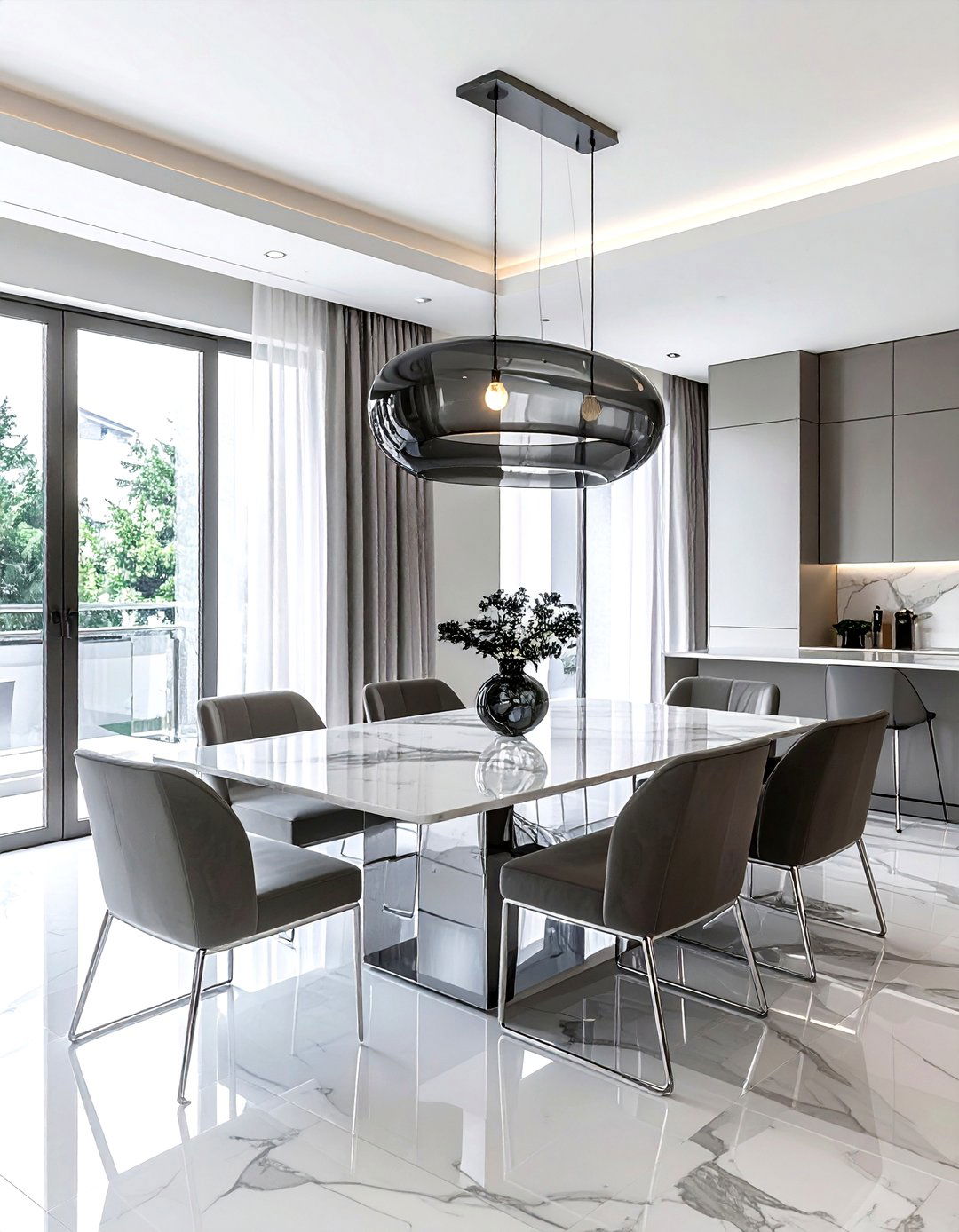 Smoked glass pendant - 30 dining room lamp ideas