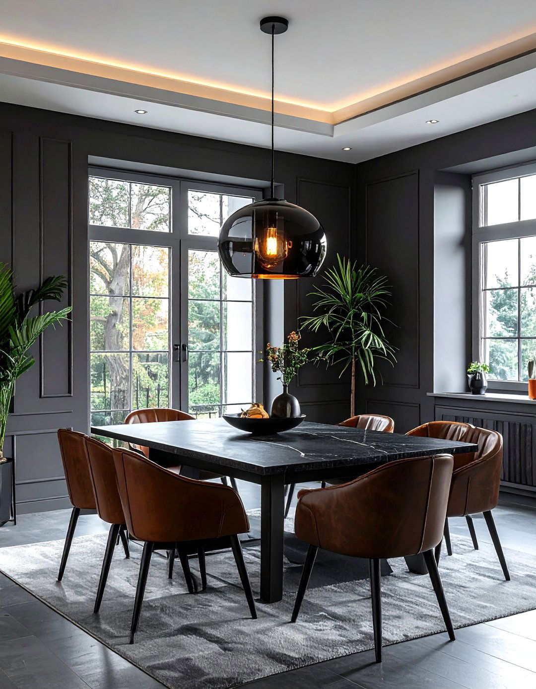 Smoked glass pendant - 30 pendant light dining room ideas