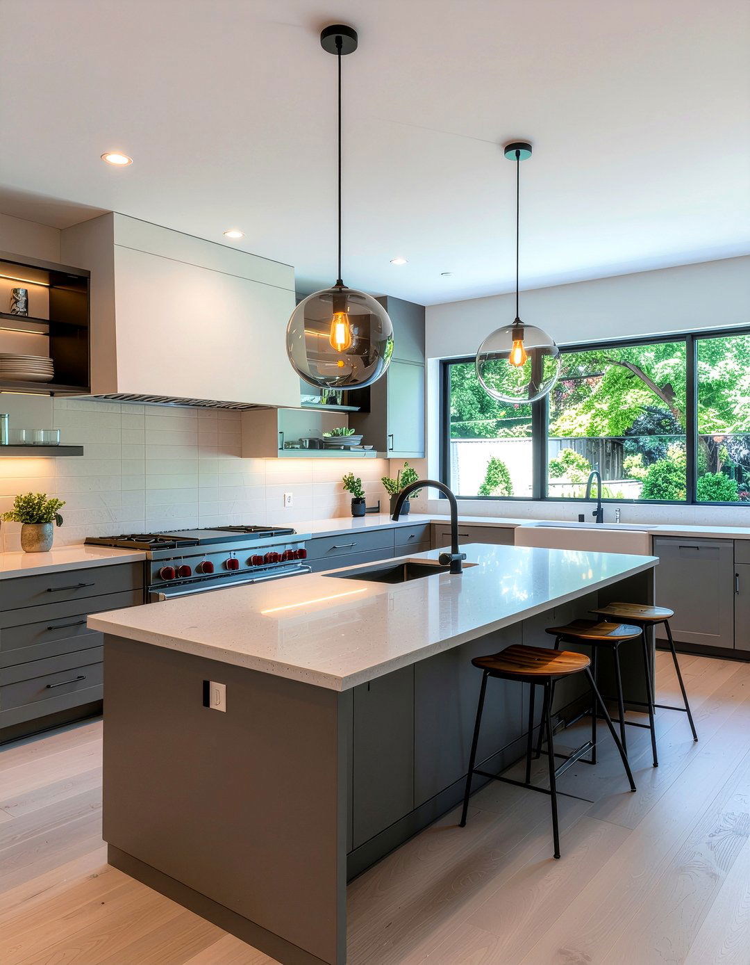 Smoky Glass Kitchen Pendants - 30 modern pendant kitchen ideas