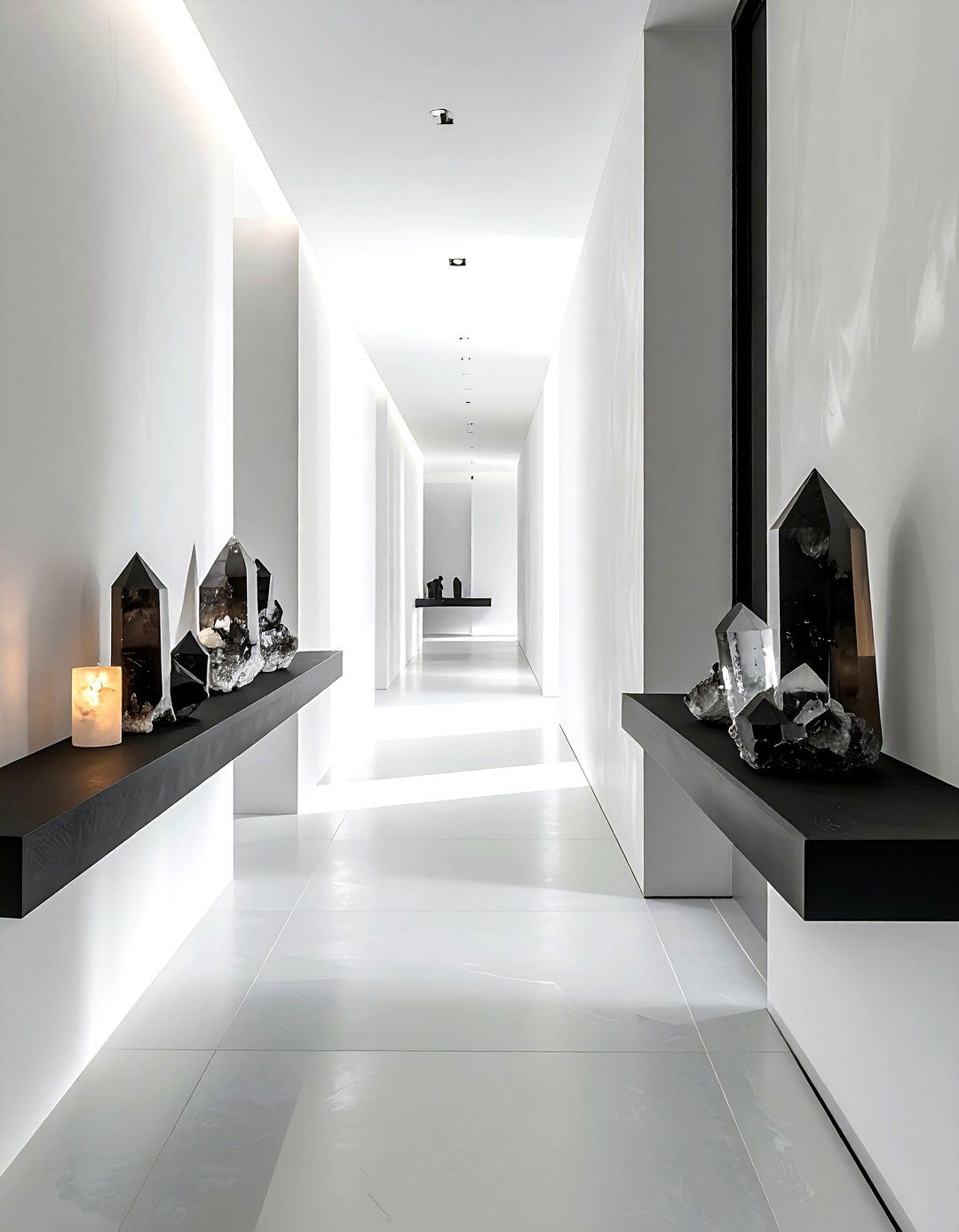 Smoky quartz hallway - 30 crystal decor ideas