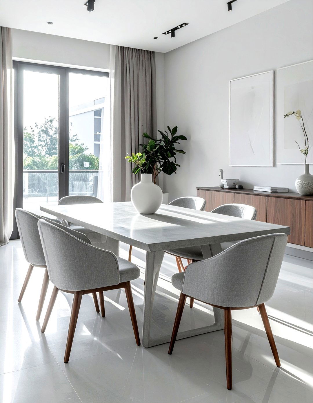 Smooth Finish Concrete Table - 30 concrete dining table ideas