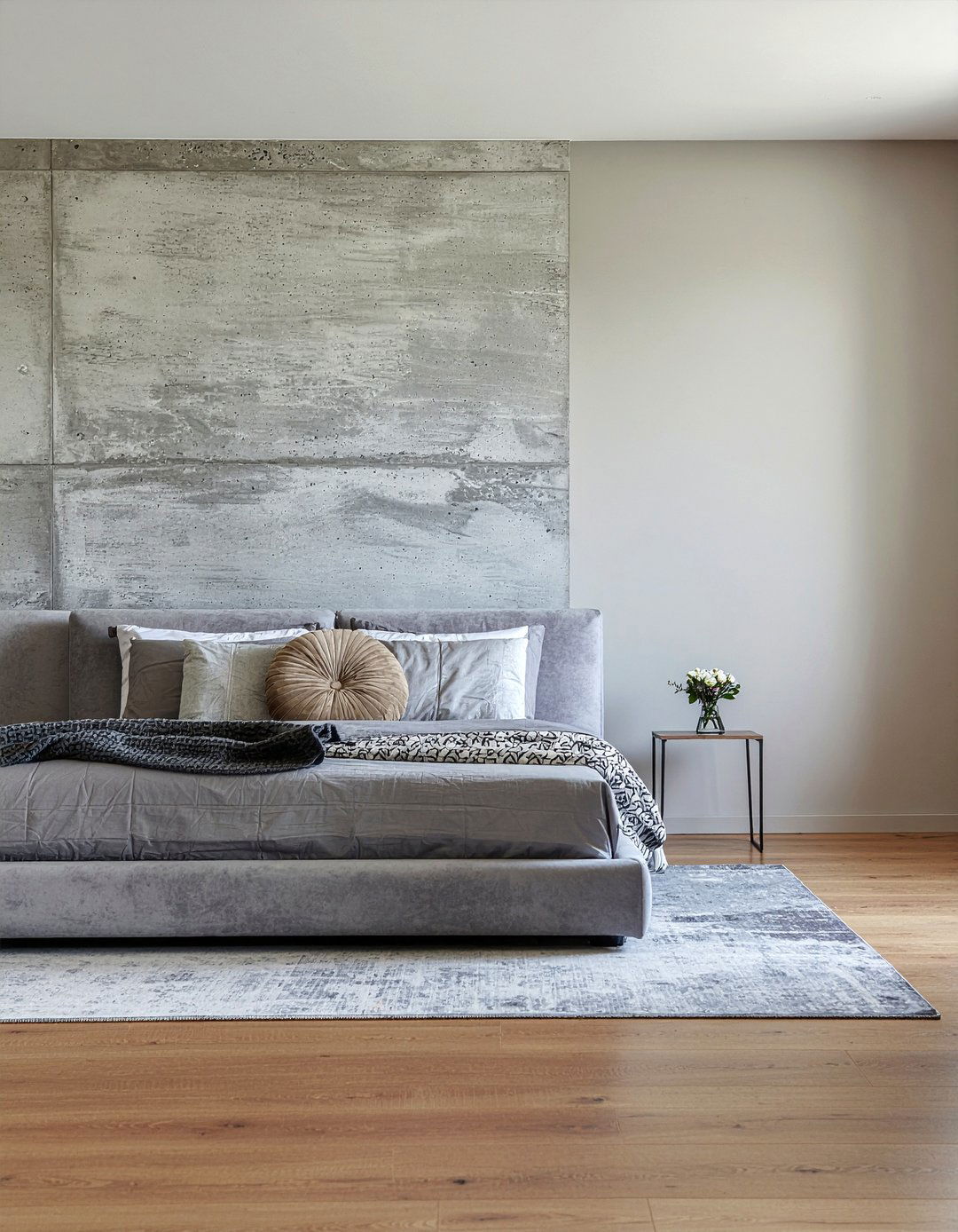 Smooth concrete wall - 30 concrete bedroom ideas