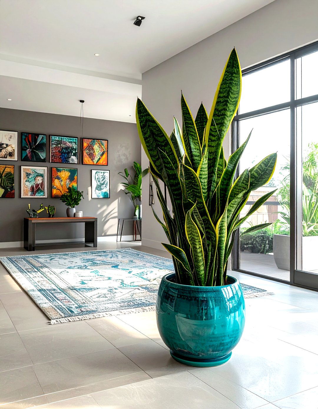 Snake Plant Colorful Ceramic Pot - 30 living room snake plant ideas