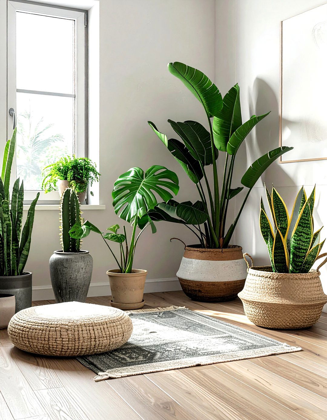Snake Plant Monstera Grouping - 30 living room snake plant ideas