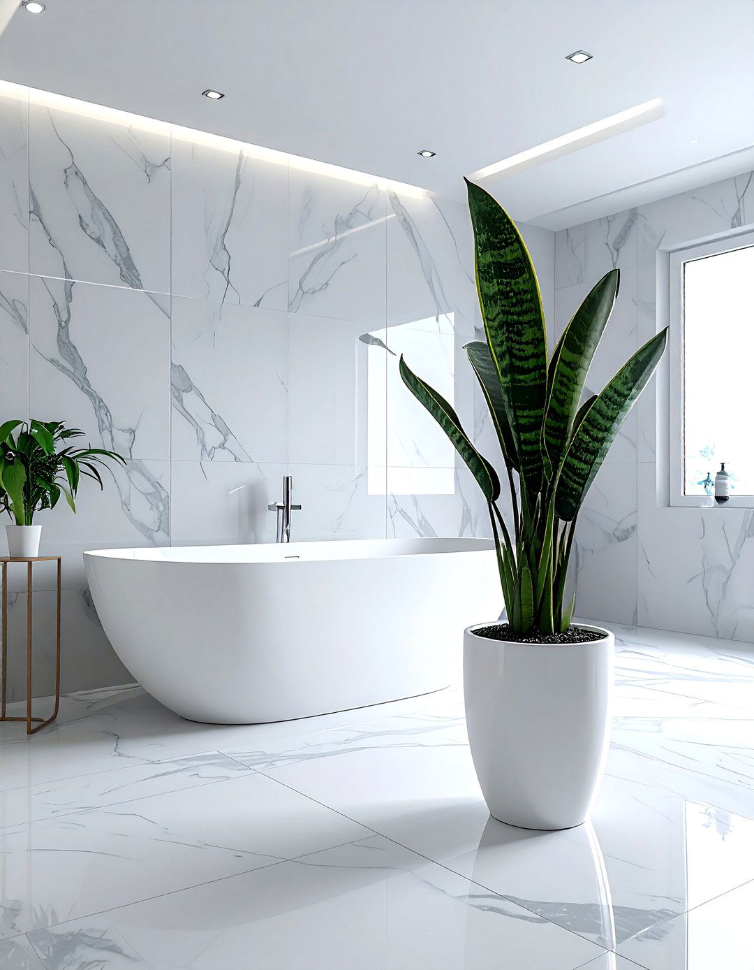 Snake plant in bathroom - 30 bathroom plant accent ideas