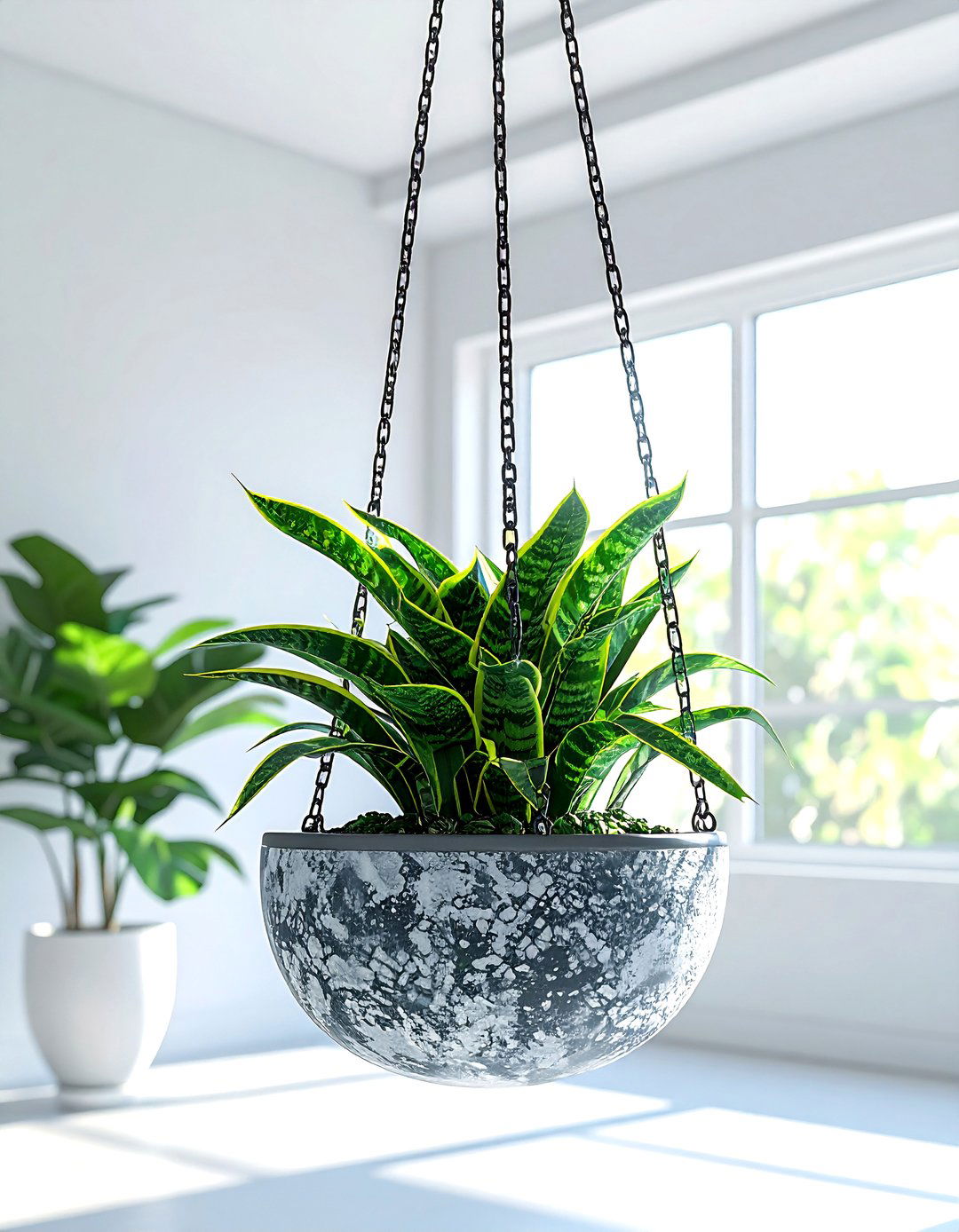 Snake plant in hanging planter - 30 snake plant ideas