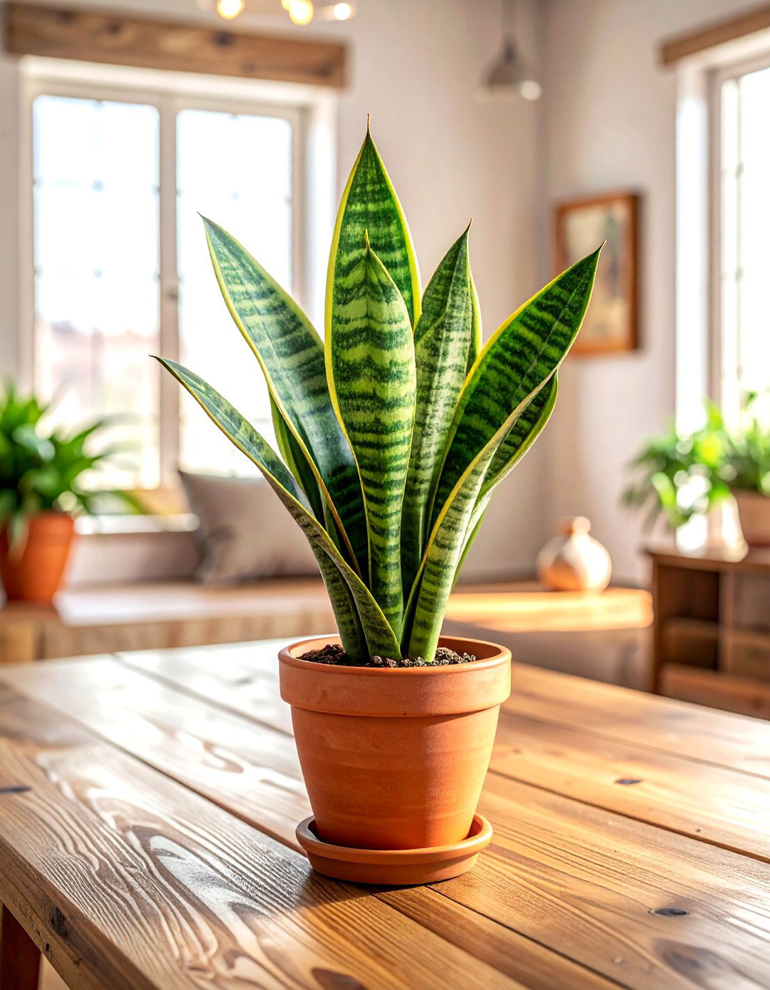Snake plant in terracotta pot - 30 snake plant ideas