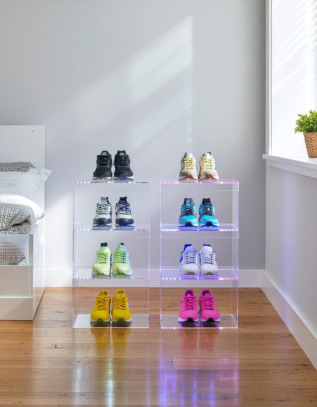 Sneaker display shelf - 30 bedroom hobby display ideas