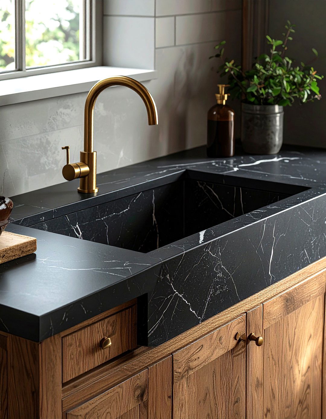 Soapstone Integrated Sink - 30 integrated sink kitchen ideas