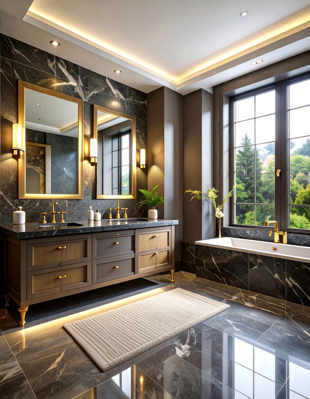 Soapstone and brass bathroom - 30 soapstone bathroom ideas