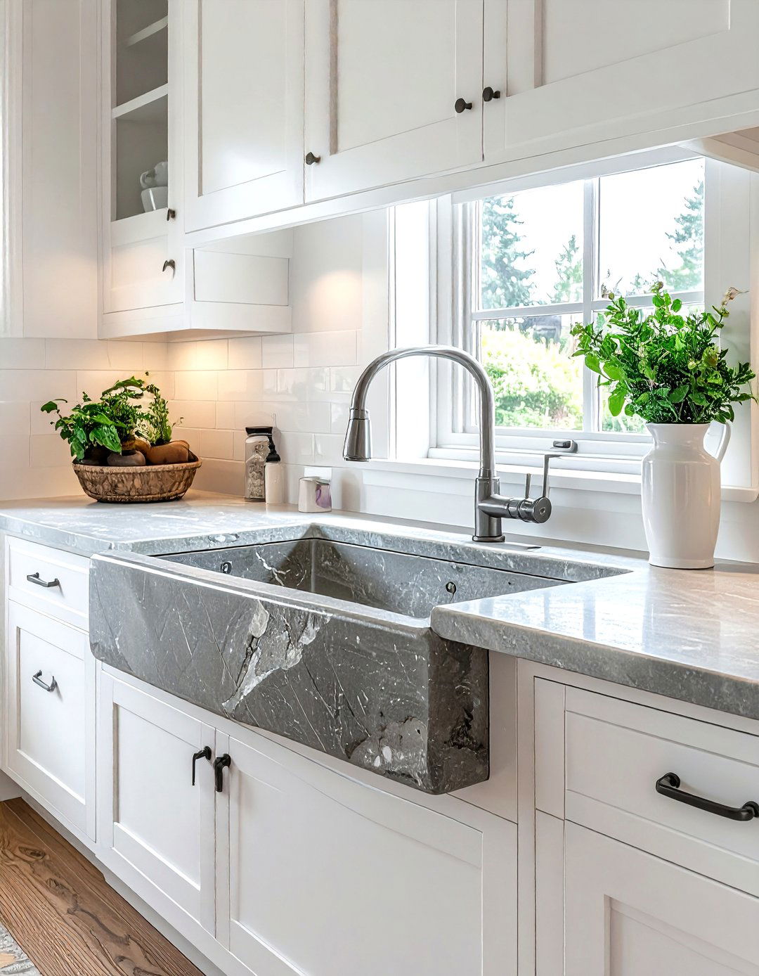 Soapstone apron front sink - 30 soapstone bathroom ideas