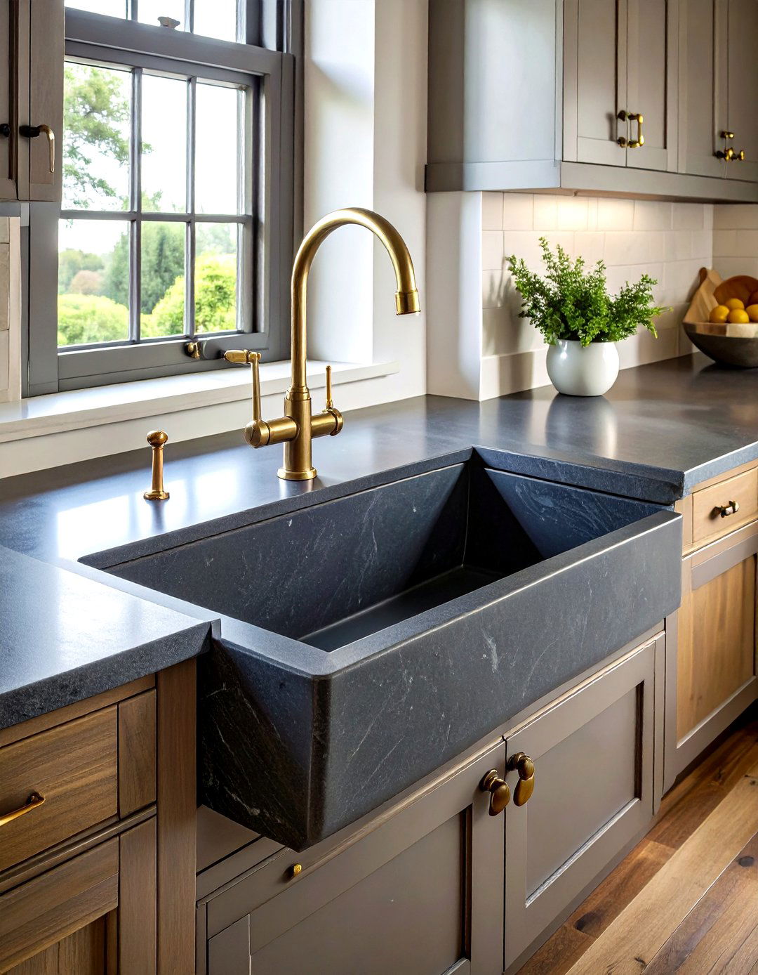 Soapstone kitchen sink - 30 stone sink ideas