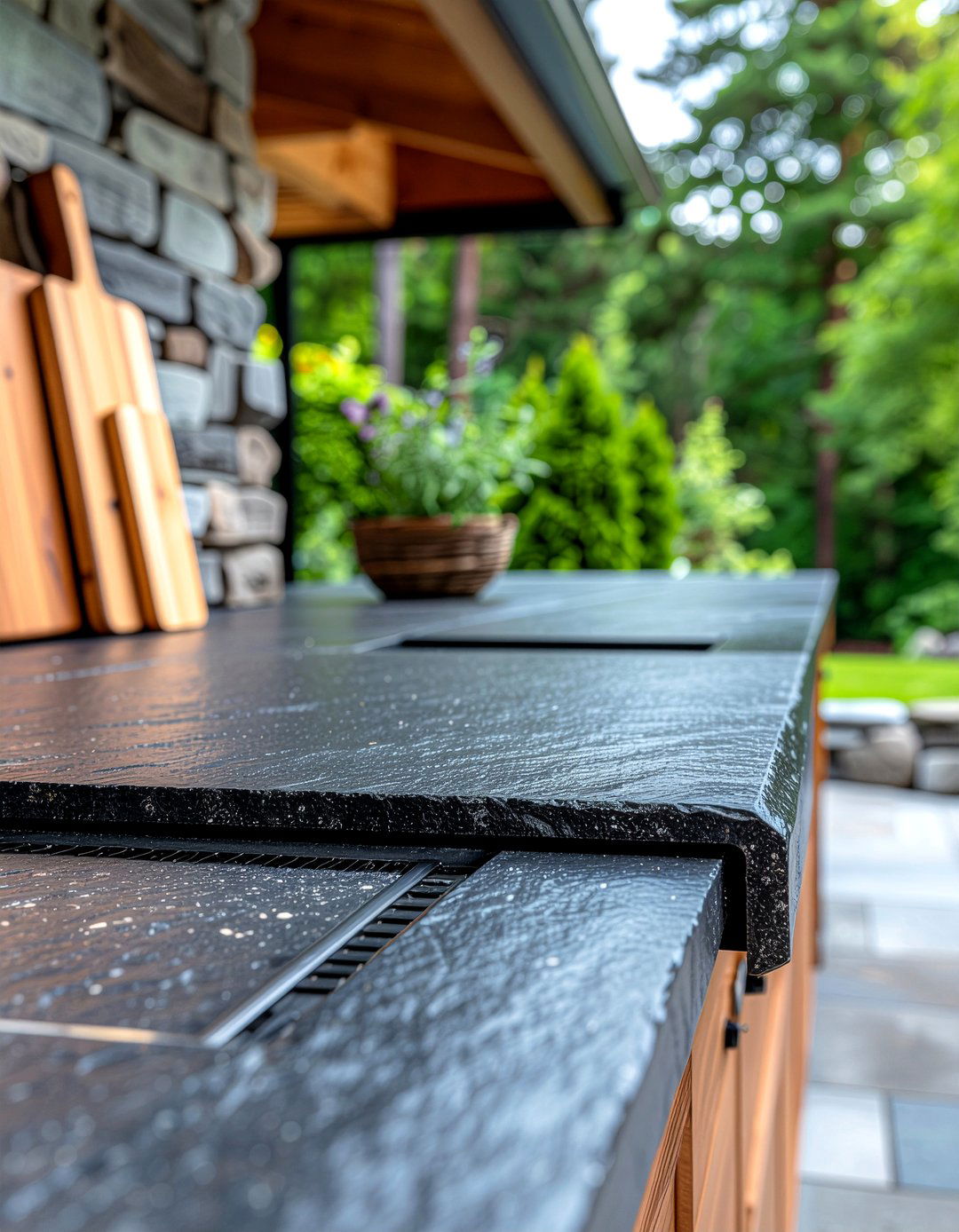 Soapstone outdoor kitchen countertop - 30 outdoor kitchen countertop ideas