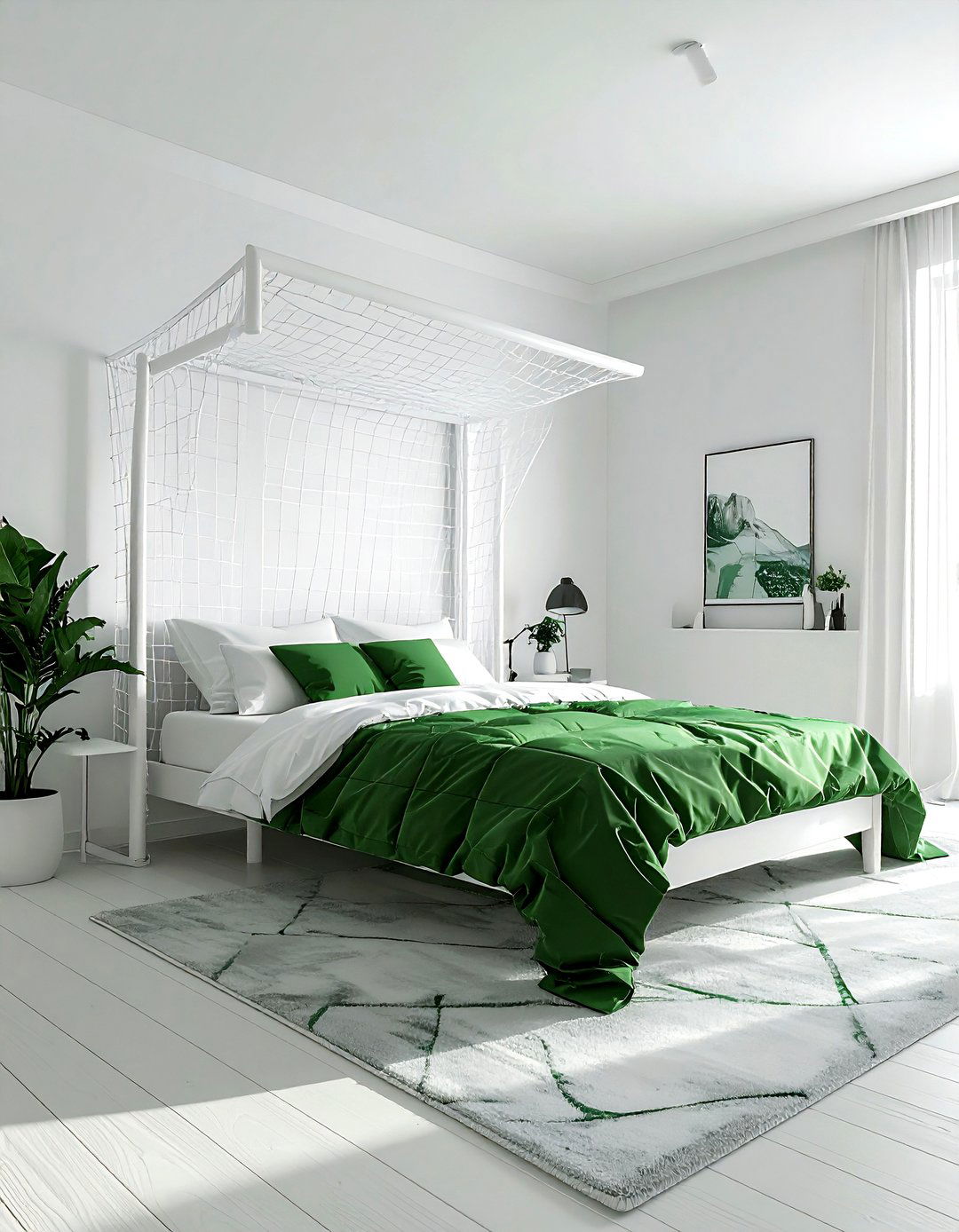 Soccer goal headboard bedroom design - 30 soccer bedroom ideas