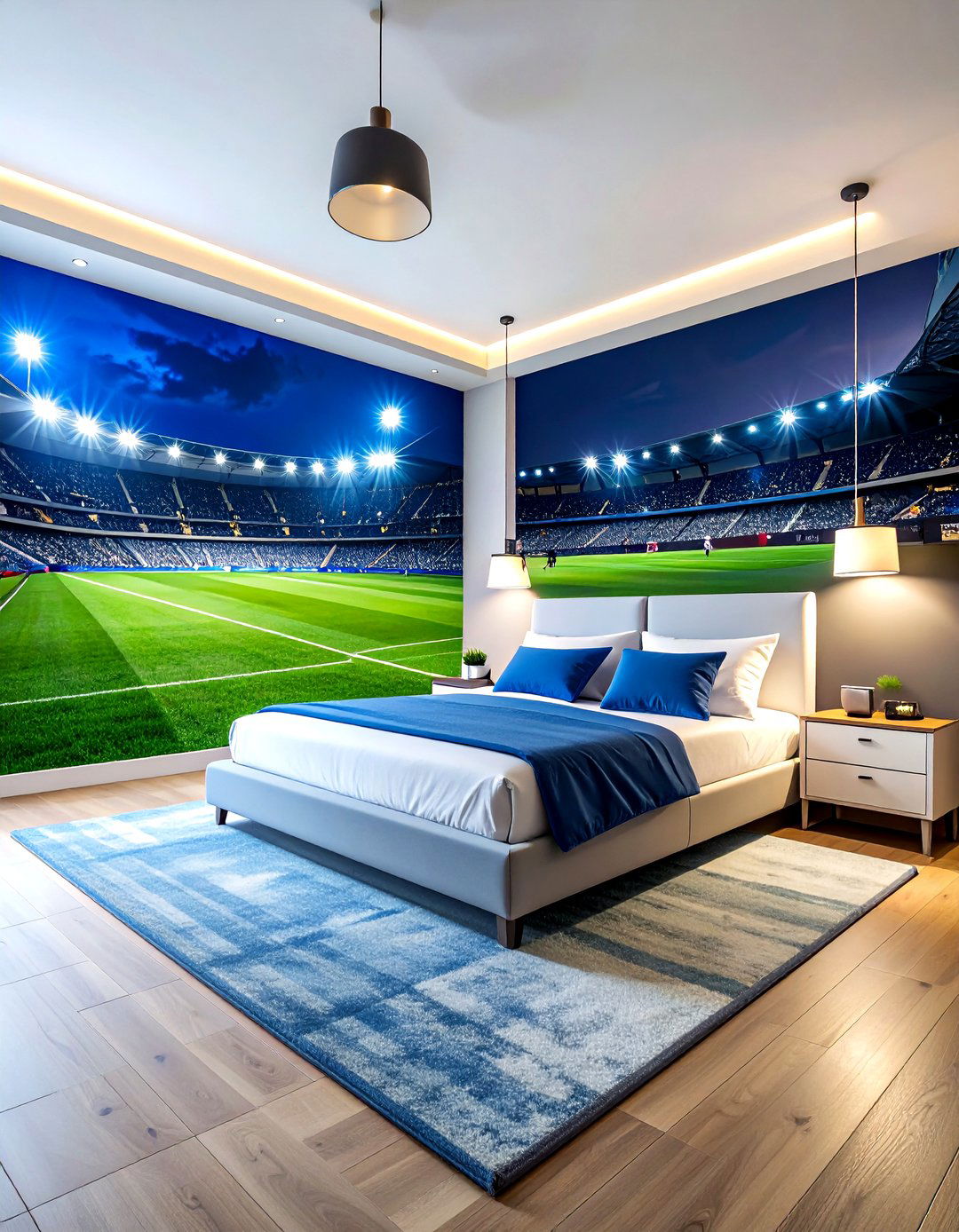 Soccer stadium bedroom mural theme - 30 soccer bedroom ideas