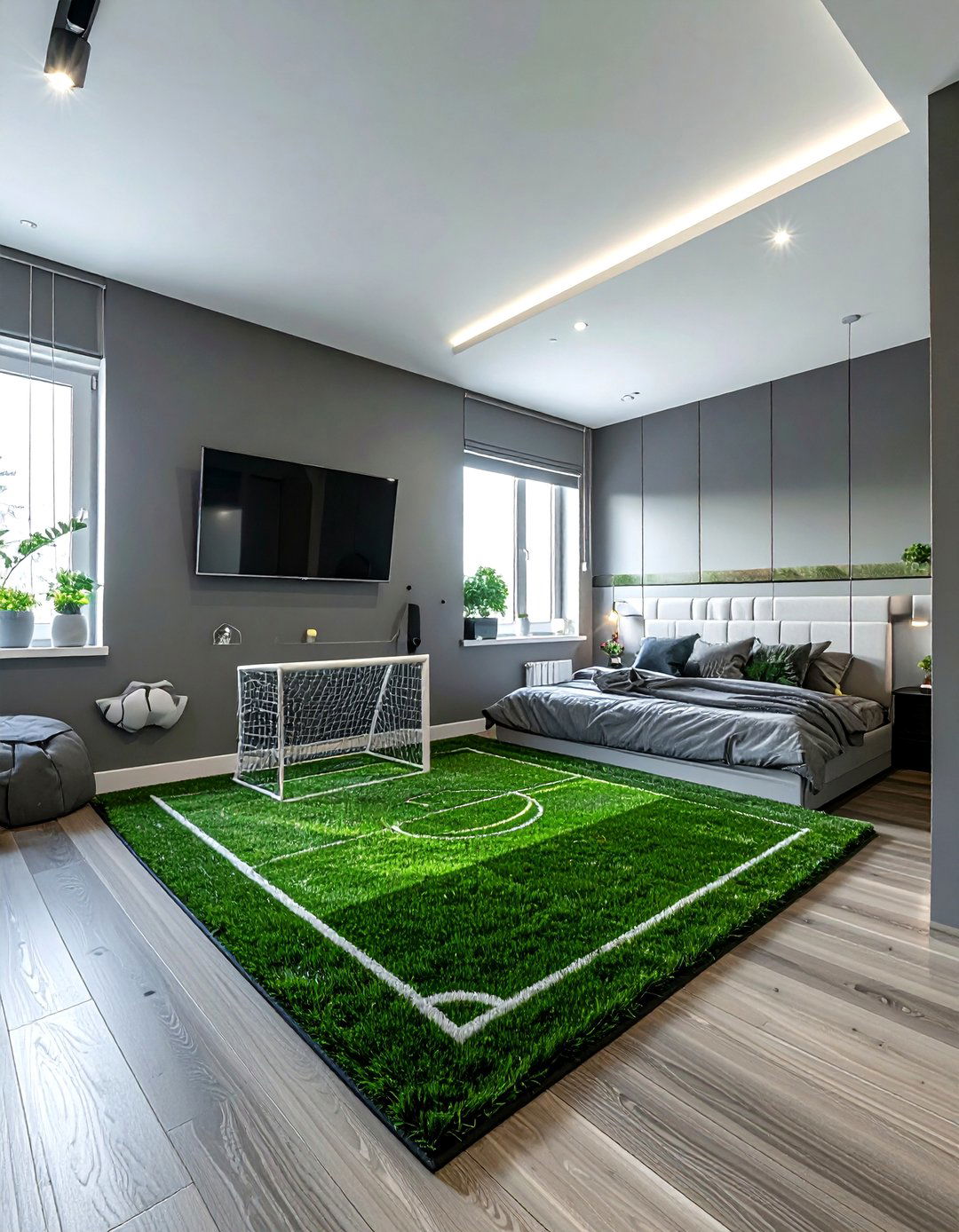 Soccer training zone bedroom layout - 30 soccer bedroom ideas