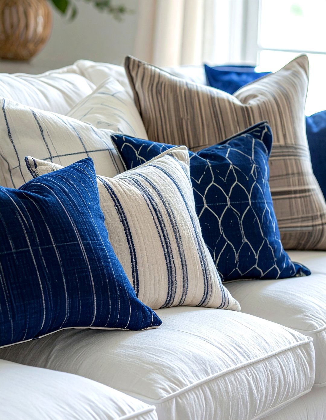 Sofa pillow arrangement - 30 Serena and Lily decor ideas