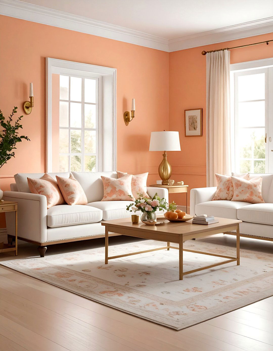 Soft Apricot Living Room Walls - 30 orange living room ideas