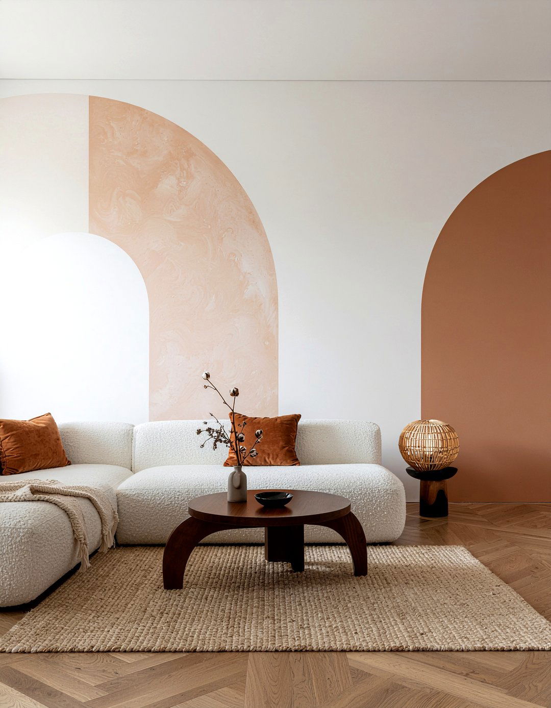 Soft Arch Wall Mural - 30 living room geometric wall designs