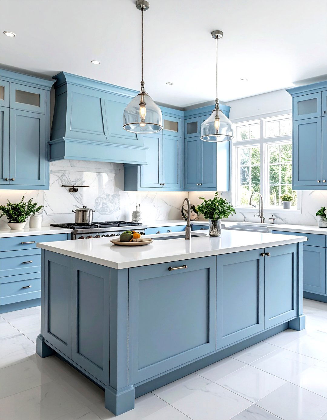 Soft Blue Kitchen Cabinets - 30 French country kitchen ideas