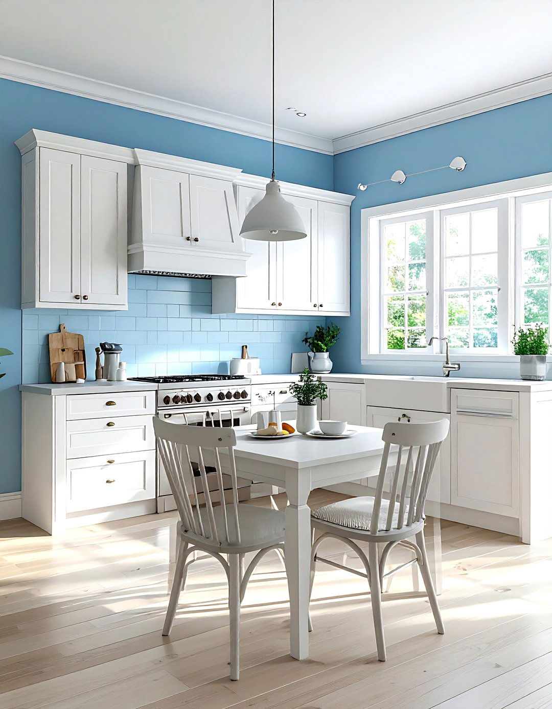 Soft Blue Wall Paint - 30 peaceful kitchen ideas