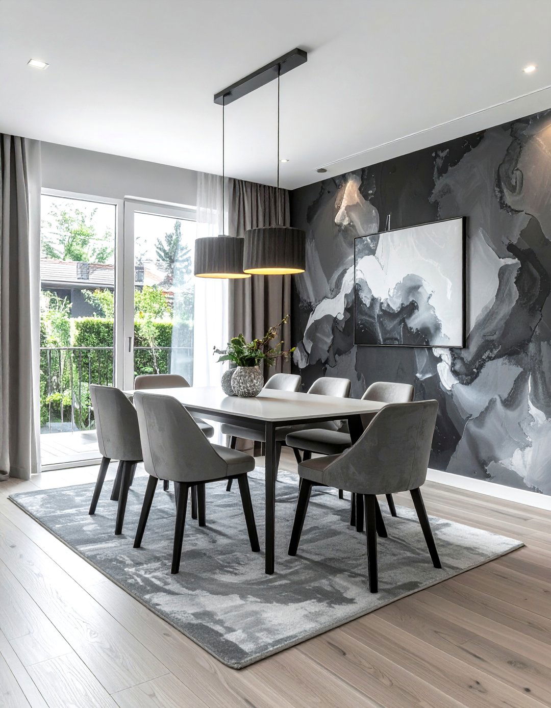 Soft Charcoal Abstract Wallpaper - 30 subtle wallpaper dining room ideas
