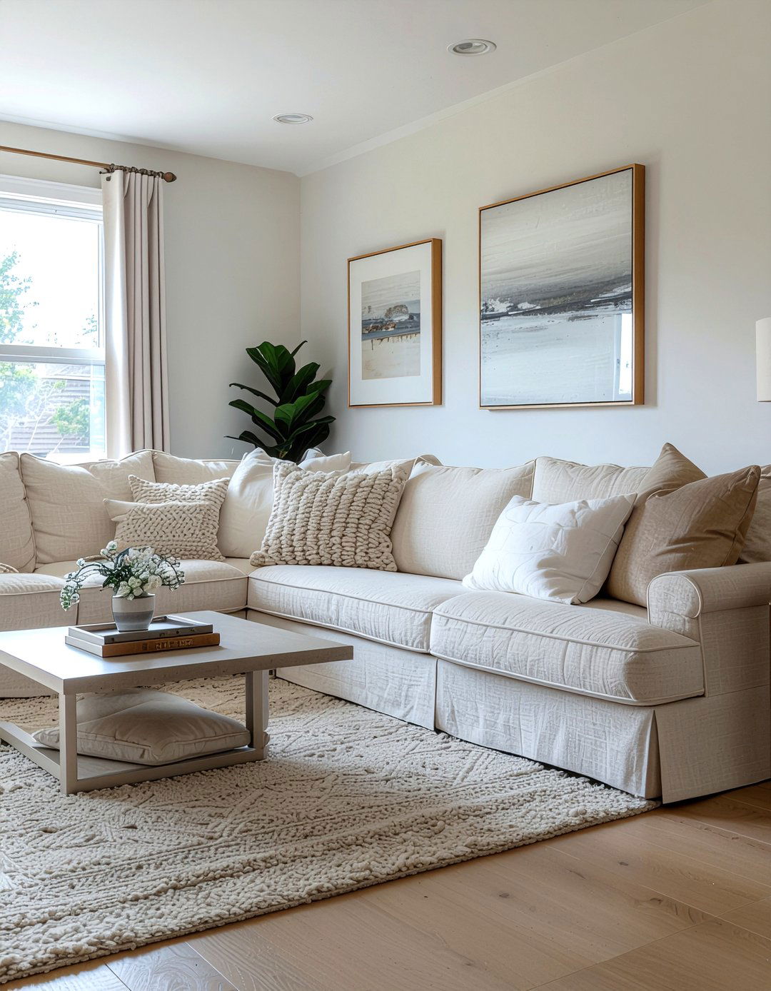 Soft Chenille Sectional Seating - 30 layered texture living room ideas