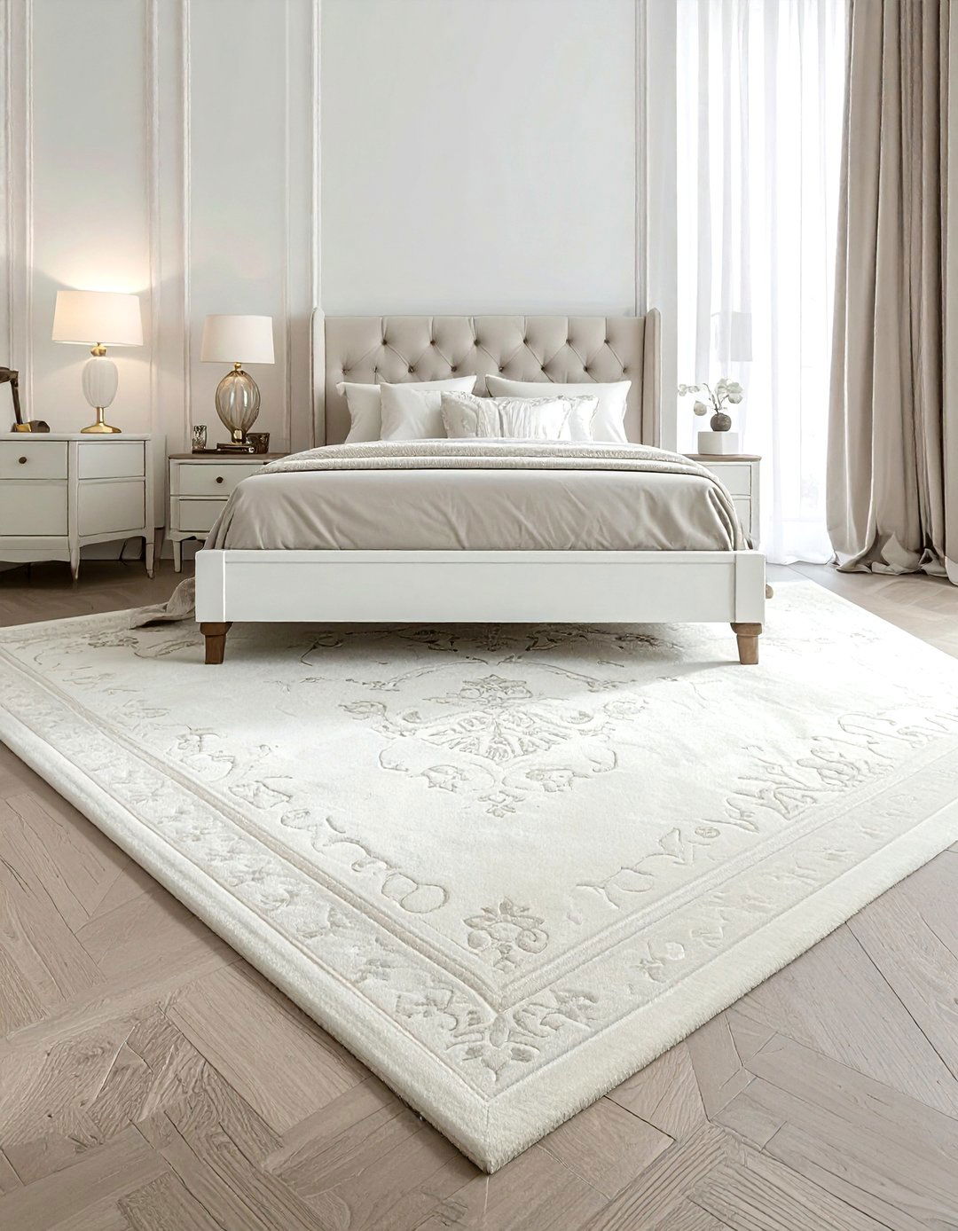 Soft Cream Area Rug - 30 shabby chic bedroom ideas