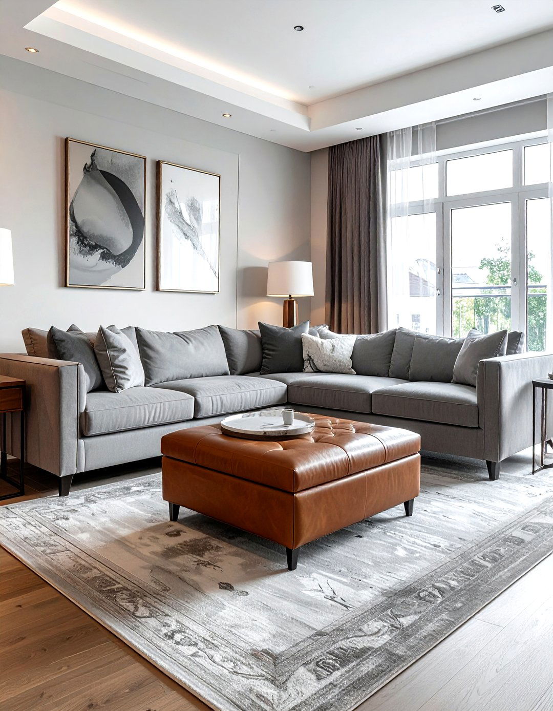 Soft Grain Leather Ottoman - 30 living room leather ottoman ideas