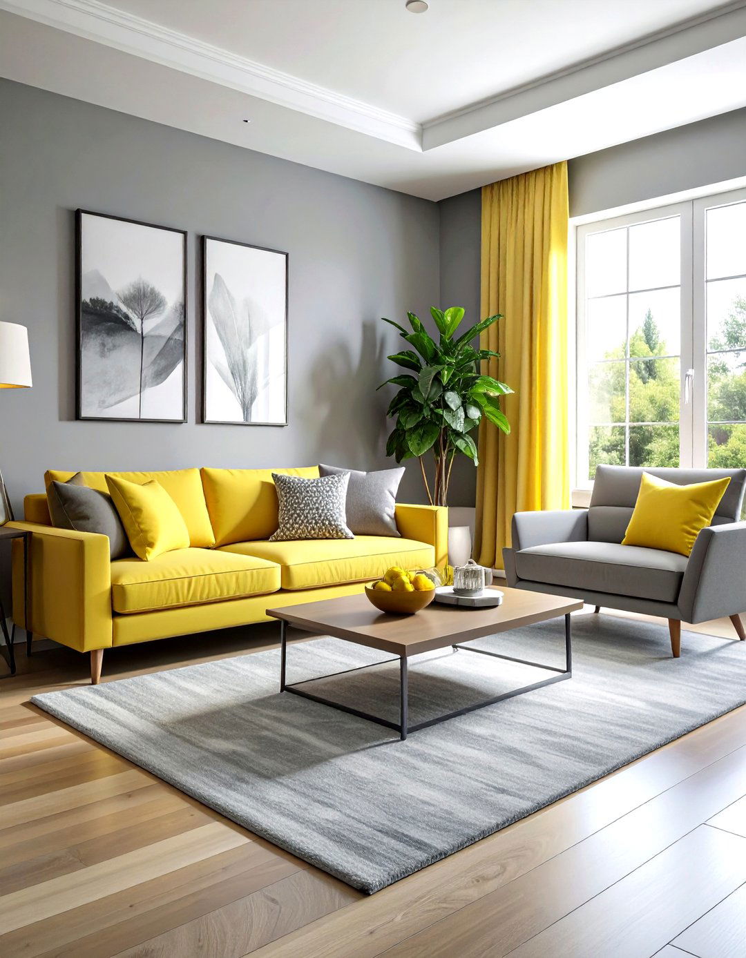 Soft Gray And Pale Yellow Living Room - 30 gray yellow living room ideas