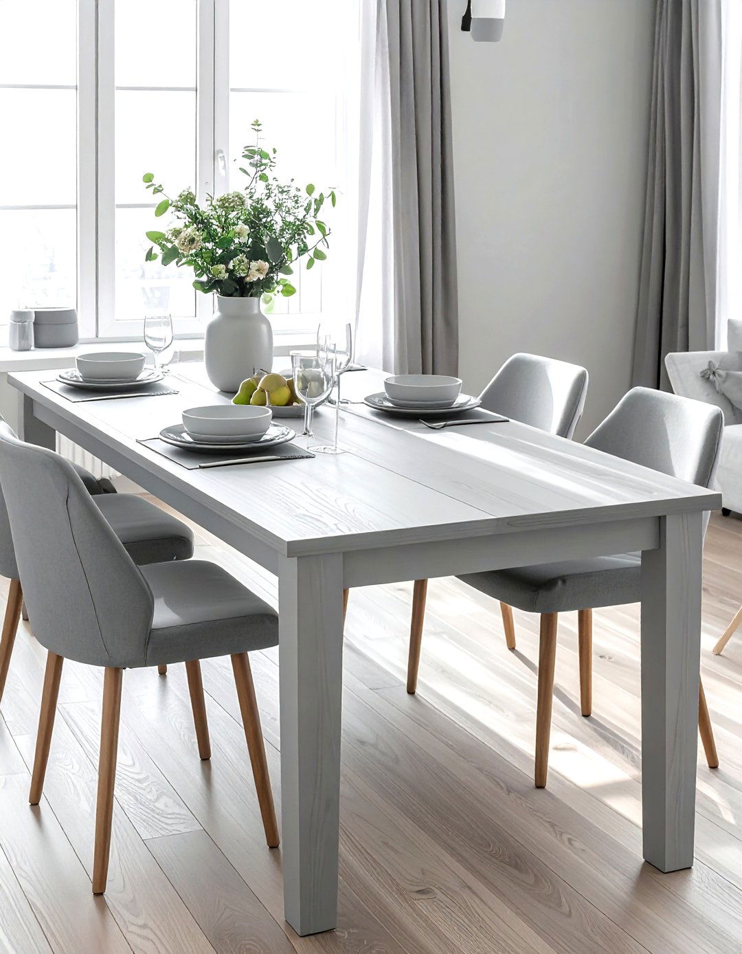 Soft Gray Extendable Table - 30 gray dining room furniture ideas