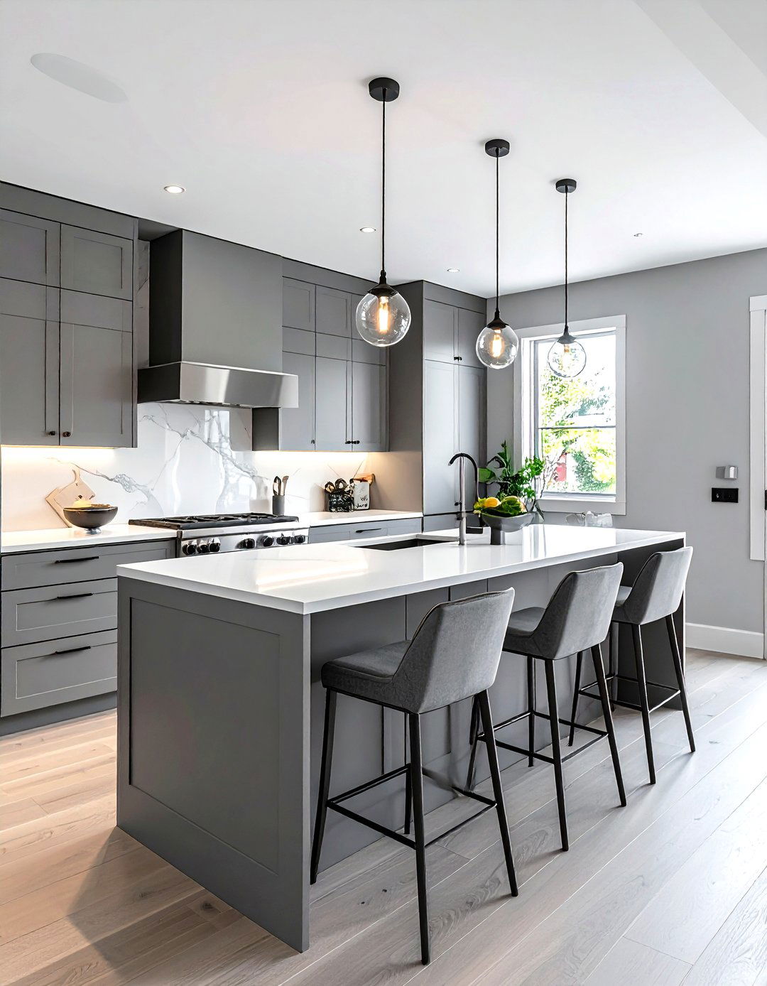 Soft Gray Kitchen Peninsula - 30 gray kitchen furniture ideas