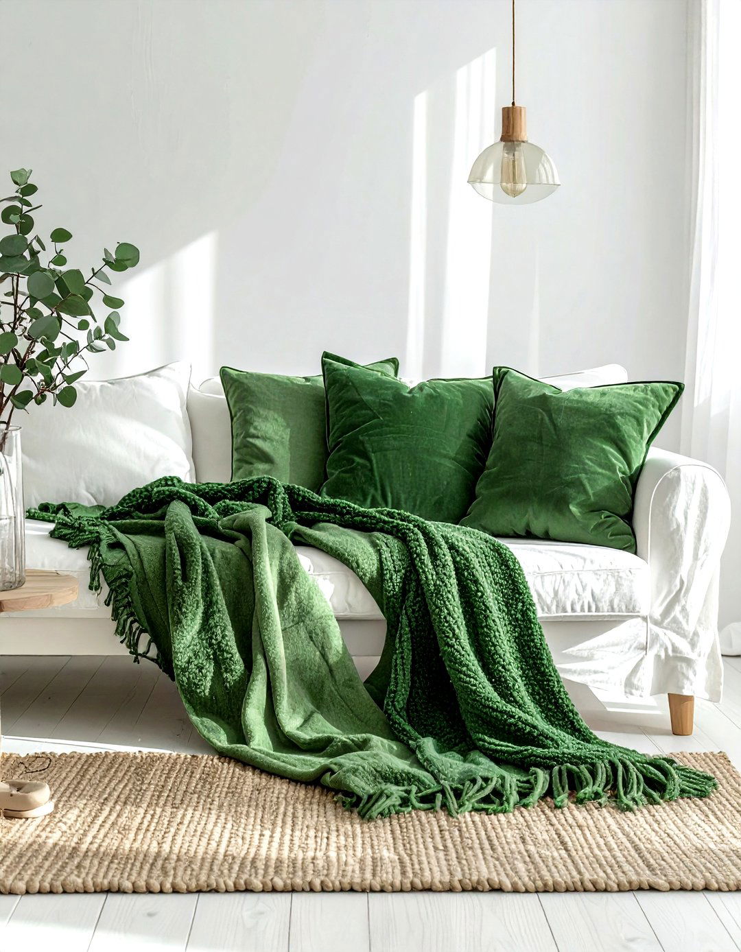 Soft Green Living Room Textiles - 30 scandinavian green living room ideas
