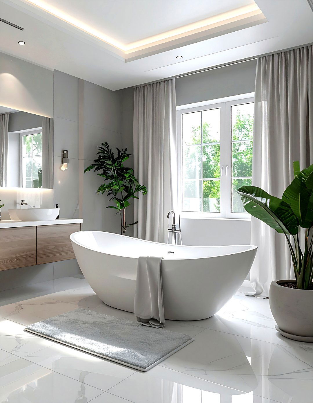 Soft Grey Bathroom With Freestanding Tub - 30 grey bathroom design ideas