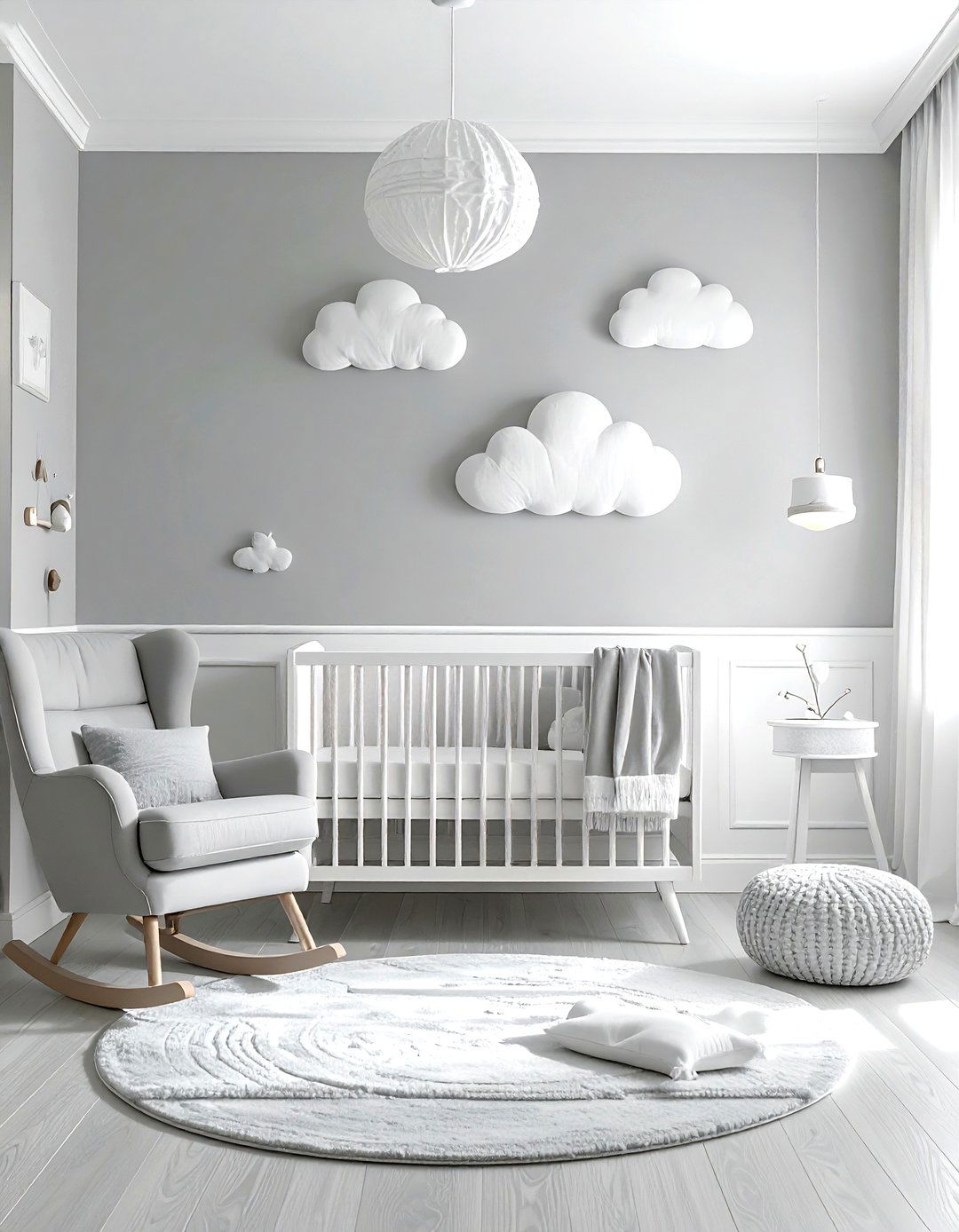 Soft Grey White Nursery - 30 grey and white bedroom ideas