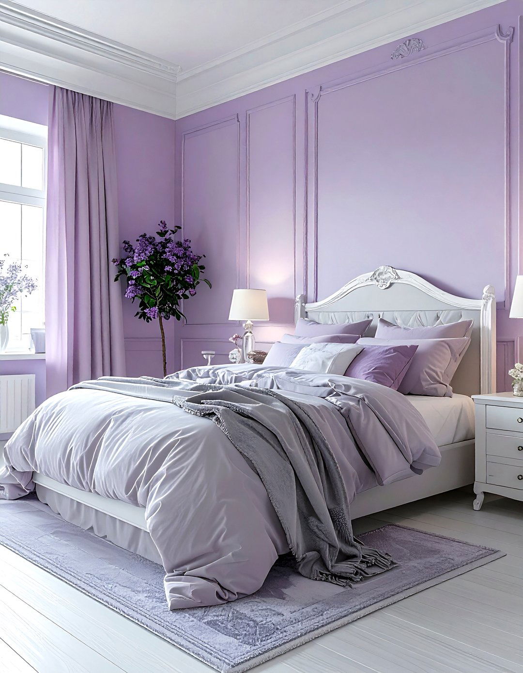Soft Lilac And Dove Gray Bedroom - 30 decor color theory ideas