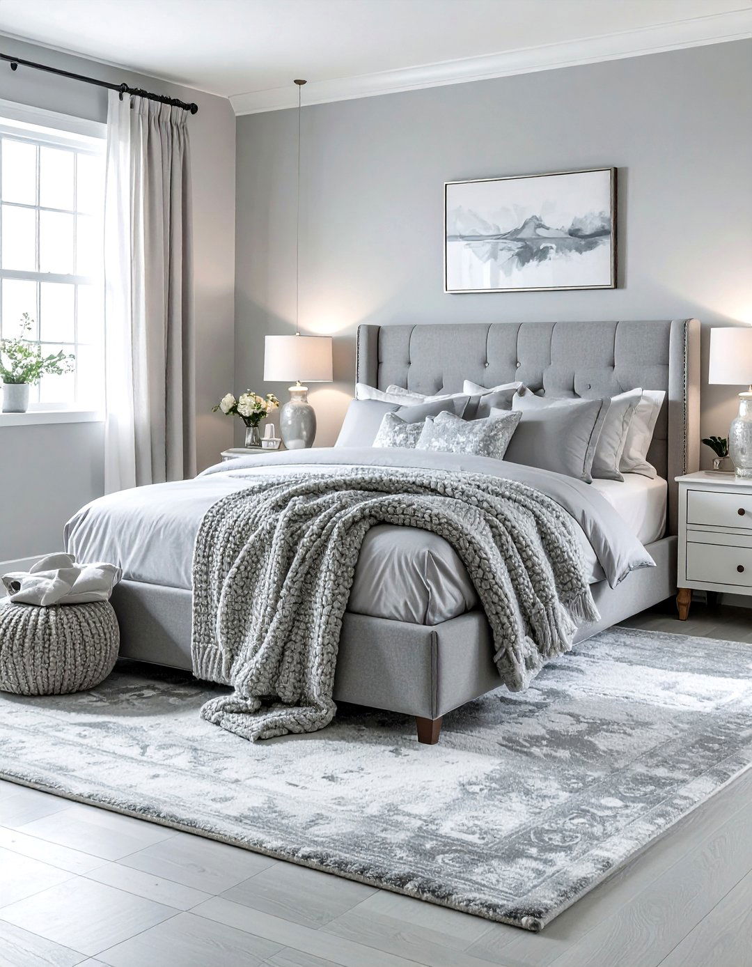 Soft Misty Grey Master Suite - 30 coastal grey bedroom ideas
