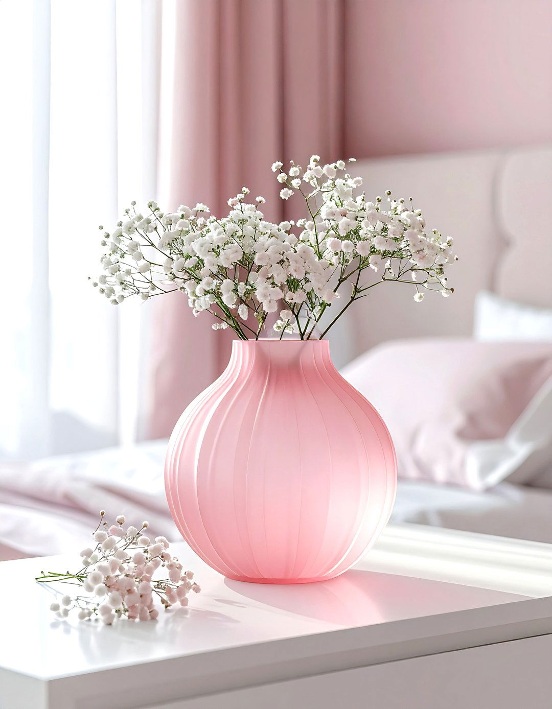 Soft Pink Frosted Glass - 30 table vase ideas