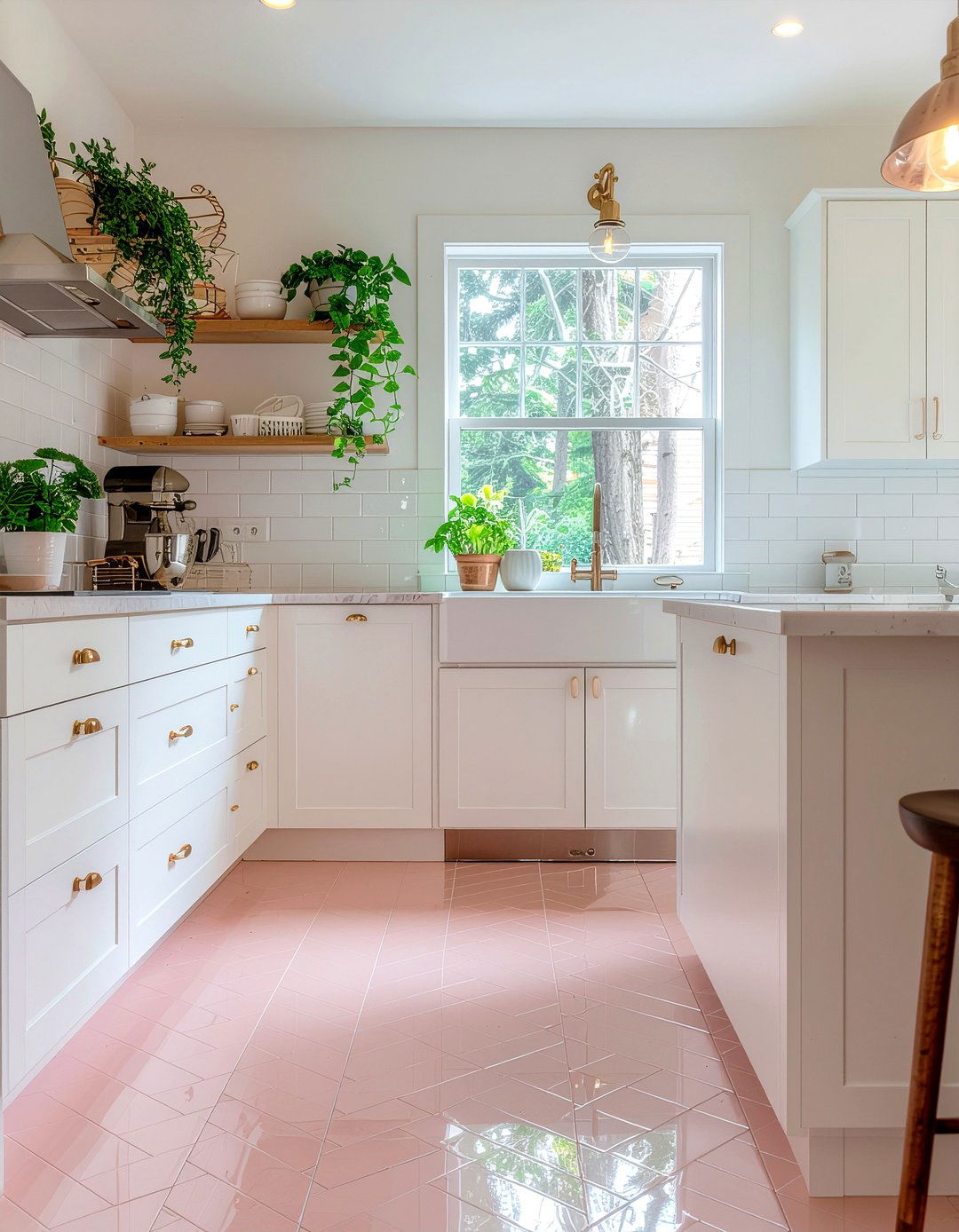 Soft Pink Herringbone Tile - 30 herringbone backsplash kitchen ideas