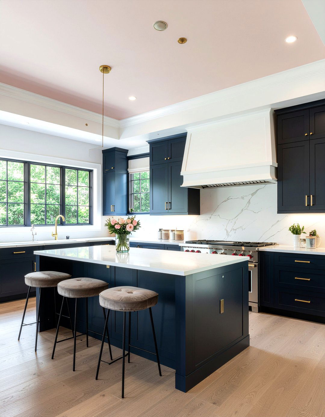 Soft Pink Kitchen Ceiling - 30 kitchen painted ceiling ideas